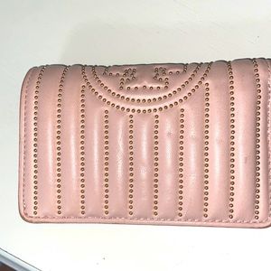 Tory Burch Pink Leather Wallet with Gold Studs